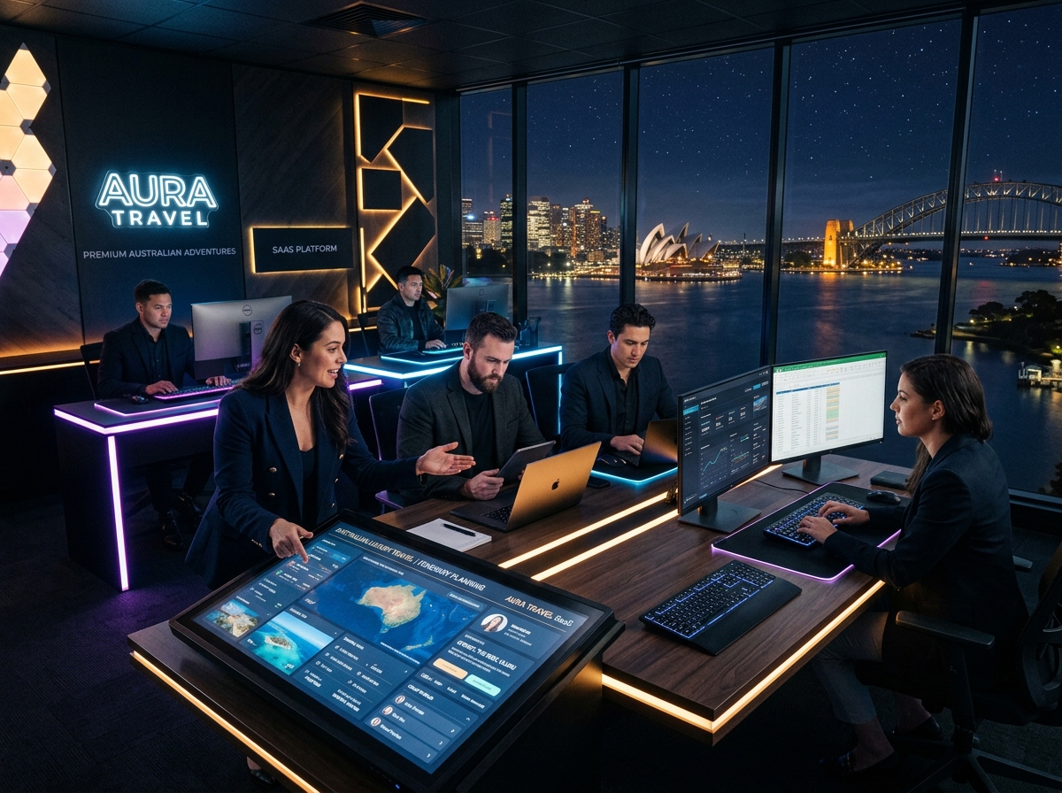 Professional luxury hotel travel team planning Australian stays