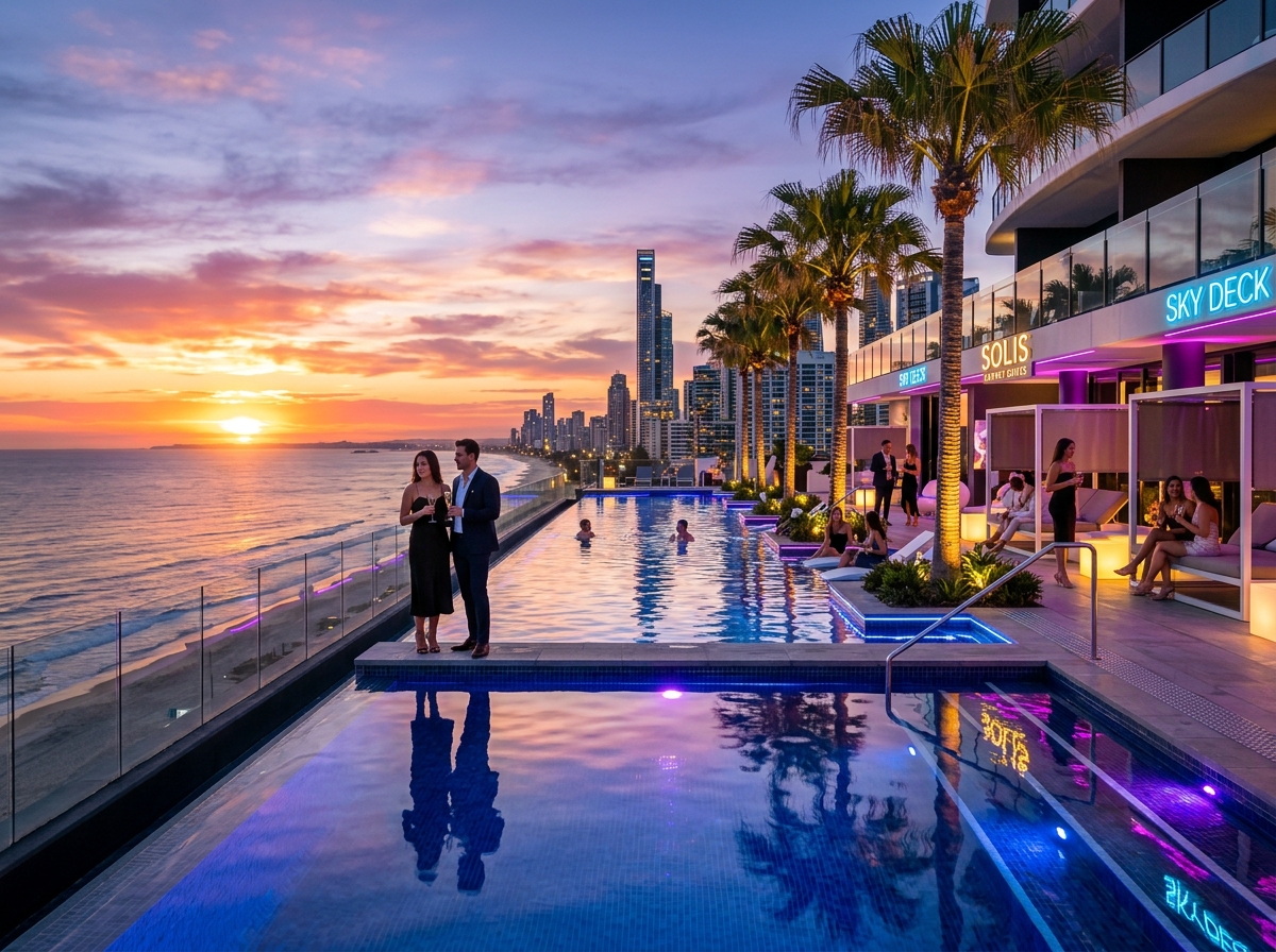 Futuristic luxury infinity pool at a Gold Coast resort