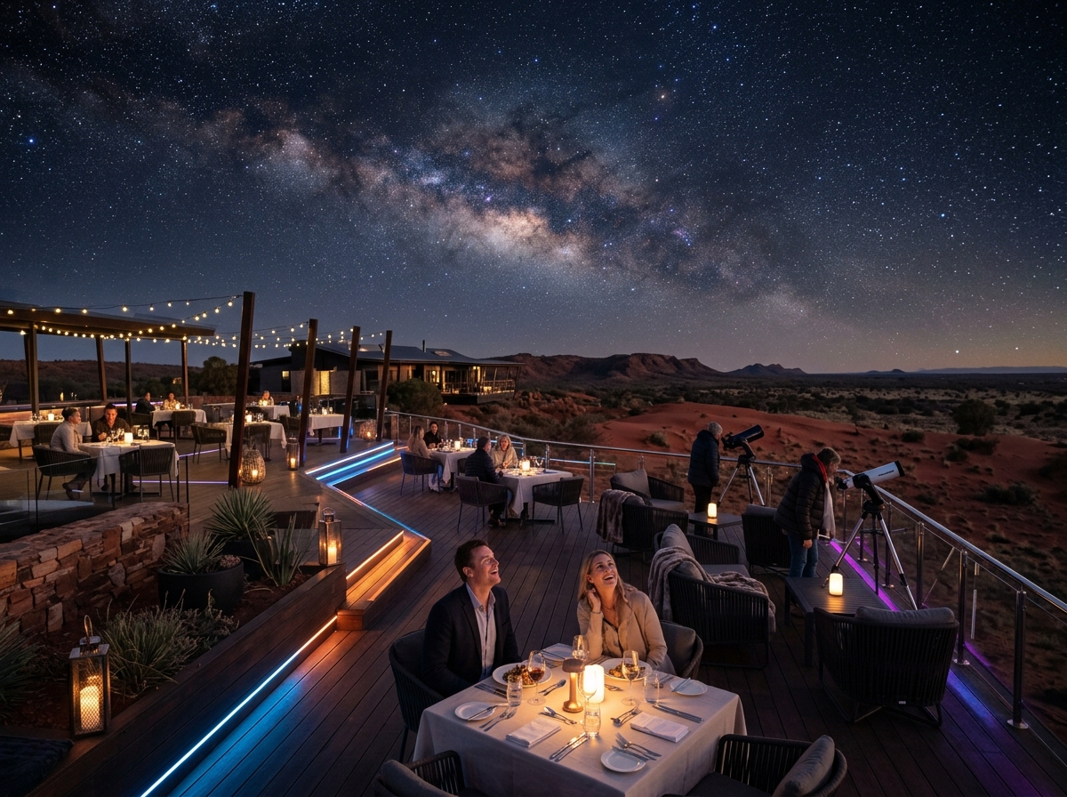 Luxury hotel stargazing terrace in the Australian outback